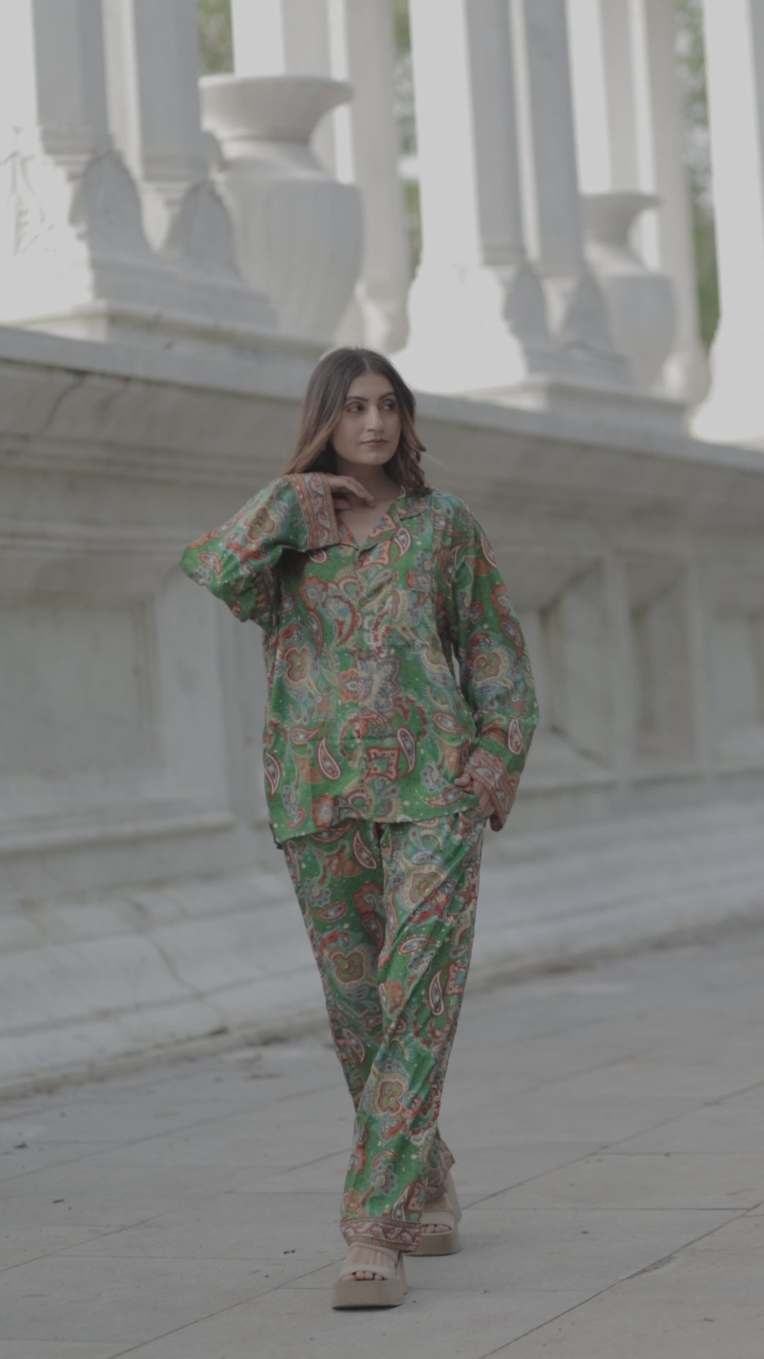 Silk Blend Women Pyjama Set | Silky Soft Cozy Breathable Bridal Nightwear, Paisley Pattern With Pockets, Bridesmaids PJ, Unique Gift For Her