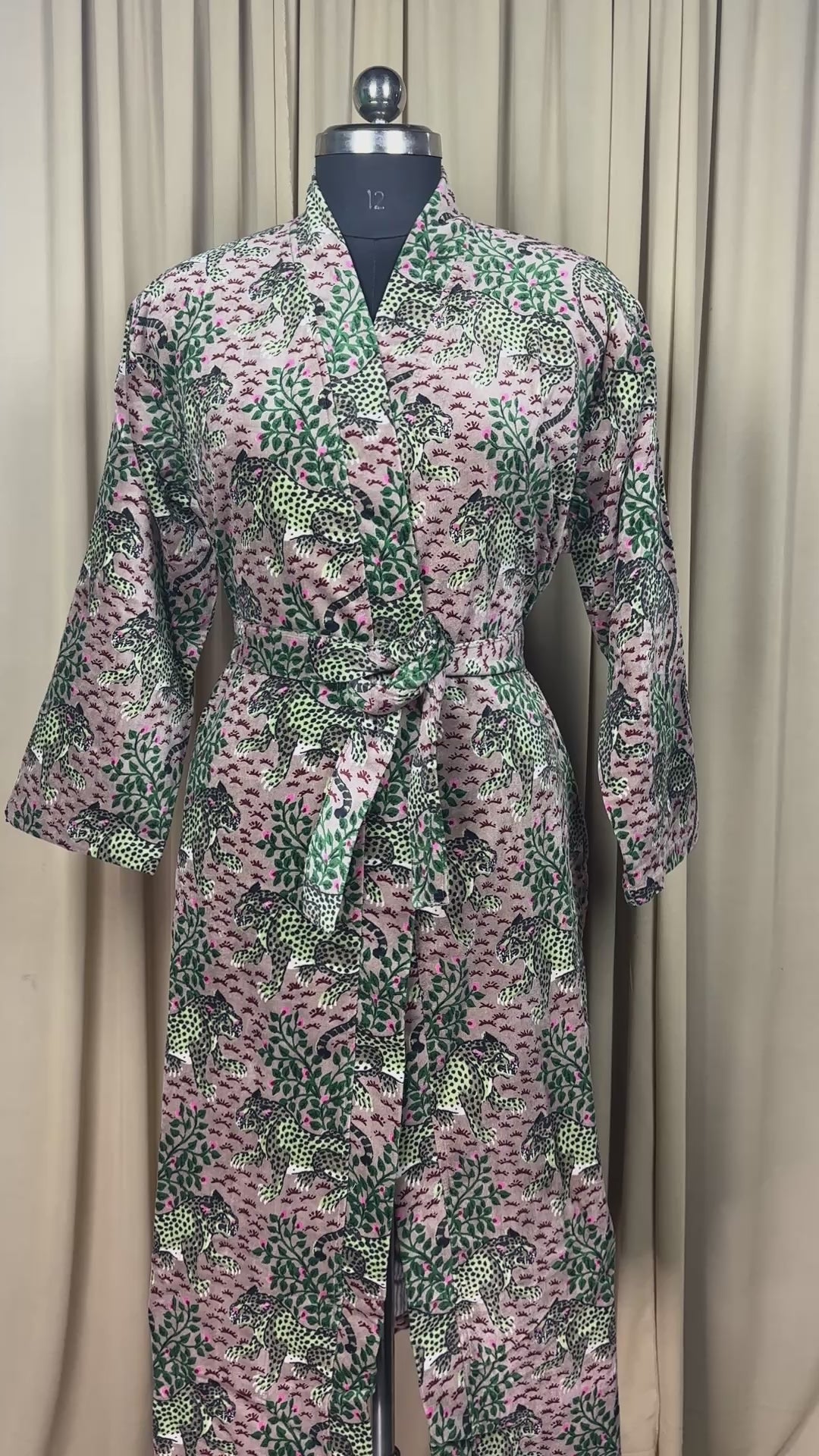 Luxury Velvet Kimono Unisex House Robe | Boho Jacket Autumn Winter Christmas Gift Elegant Reversible Cotton Lined | Quirky Gown Animal Print