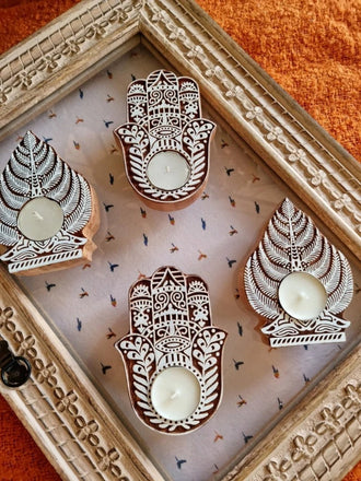 Assorted Set of 10 Wooden Tea Light Holder Hand Carved | Christmas Gift Idea | Home and Gift | Hamsa Hand Turkish | Tree