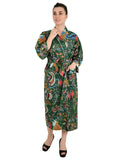 block-printed Cotton Kimono Robe in botanical