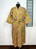 block-printed Cotton Kimono Robe in butterfly