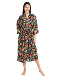block-printed Cotton Kimono Robe in floral