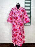 block-printed Cotton Kimono Robe in mandala