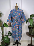 block-printed Cotton Kimono Robe in floral
