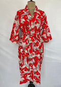 Women's block-printed Cotton Kimono Robe