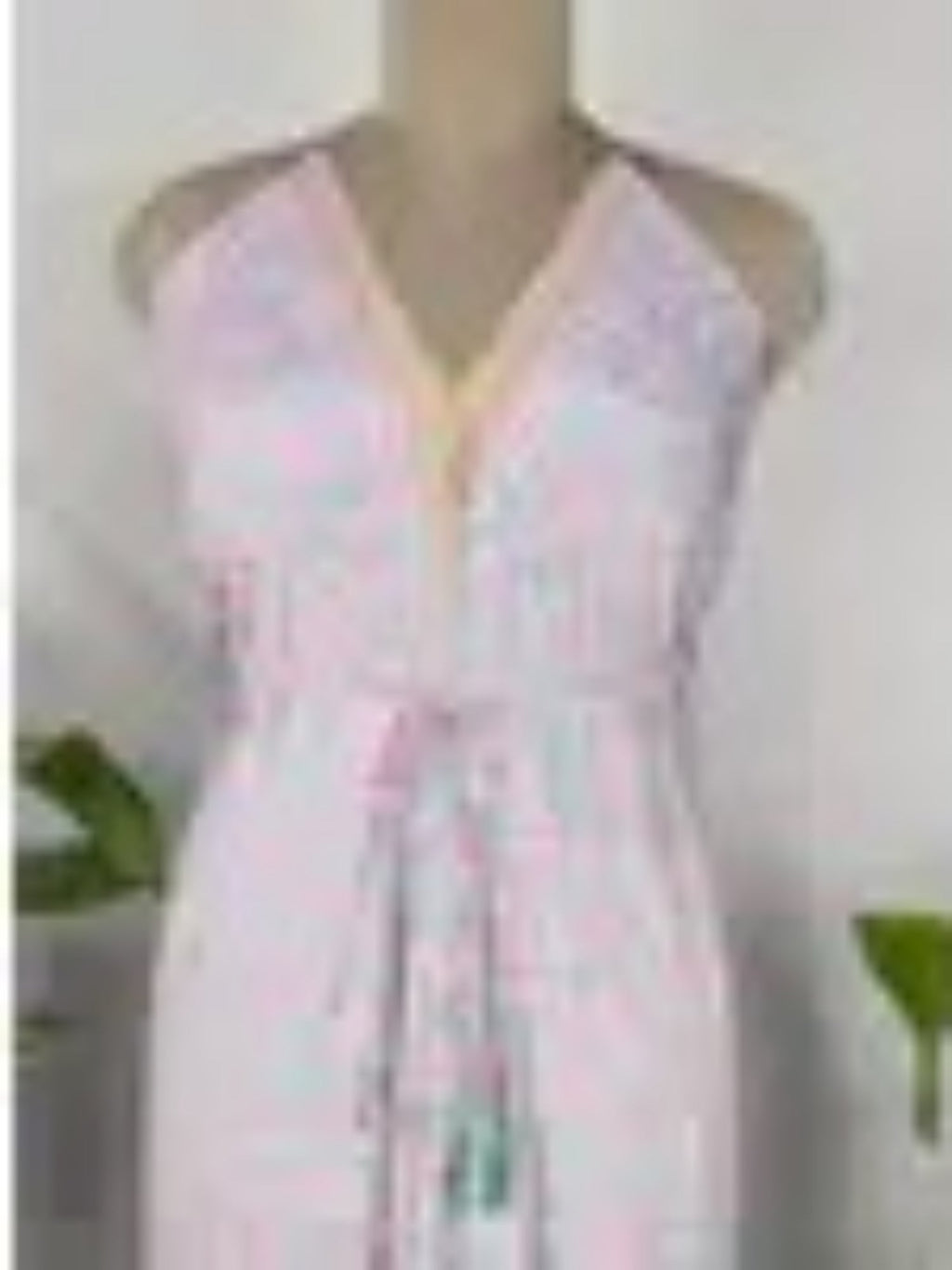 Recycled Silk Halter Maxi Dress in pink turquoise