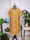 block-printed Cotton Kaftan Dress in botanical