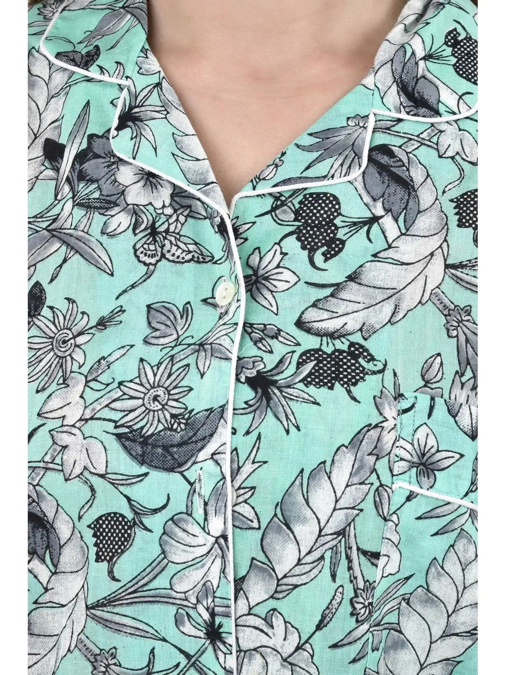 block-printed Cotton Shorts Pajama Set in floral
