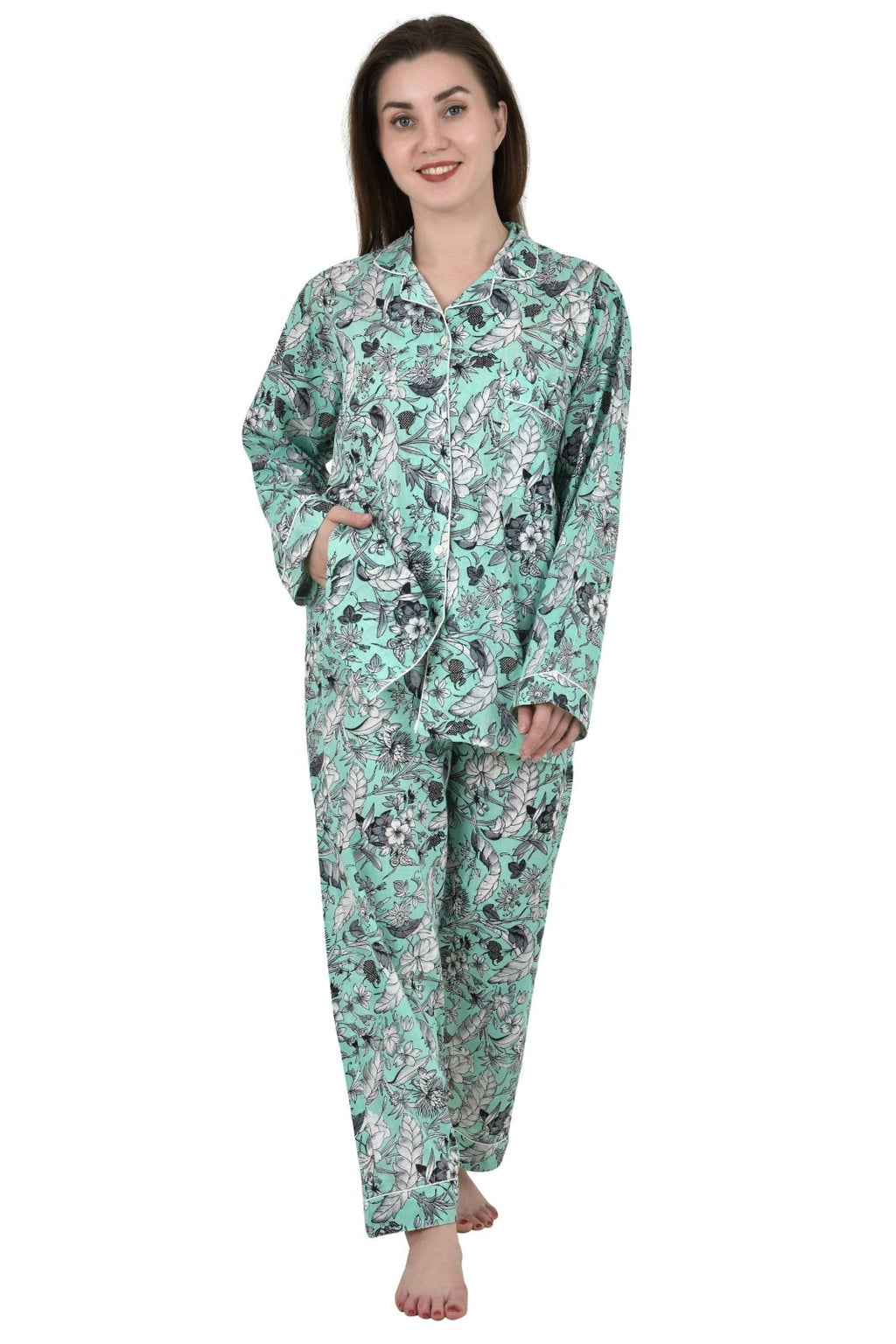block-printed Cotton Shorts Pajama Set in floral