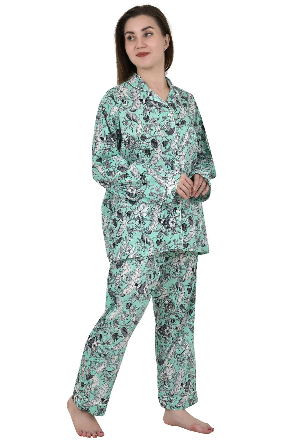 block-printed Cotton Shorts Pajama Set in floral
