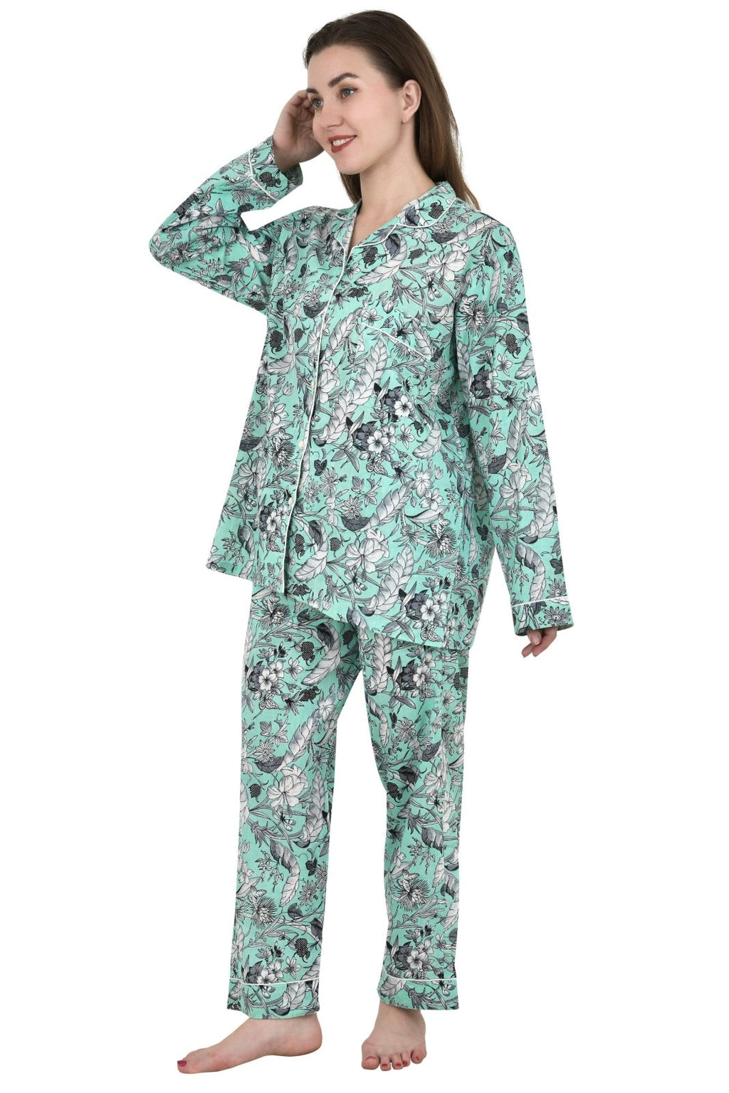block-printed Cotton Shorts Pajama Set in floral