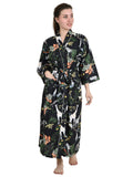 Women's block-printed Cotton Kimono Robe in floral