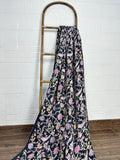 reversible Kantha-stitched block-printed Cotton Throw in black floral