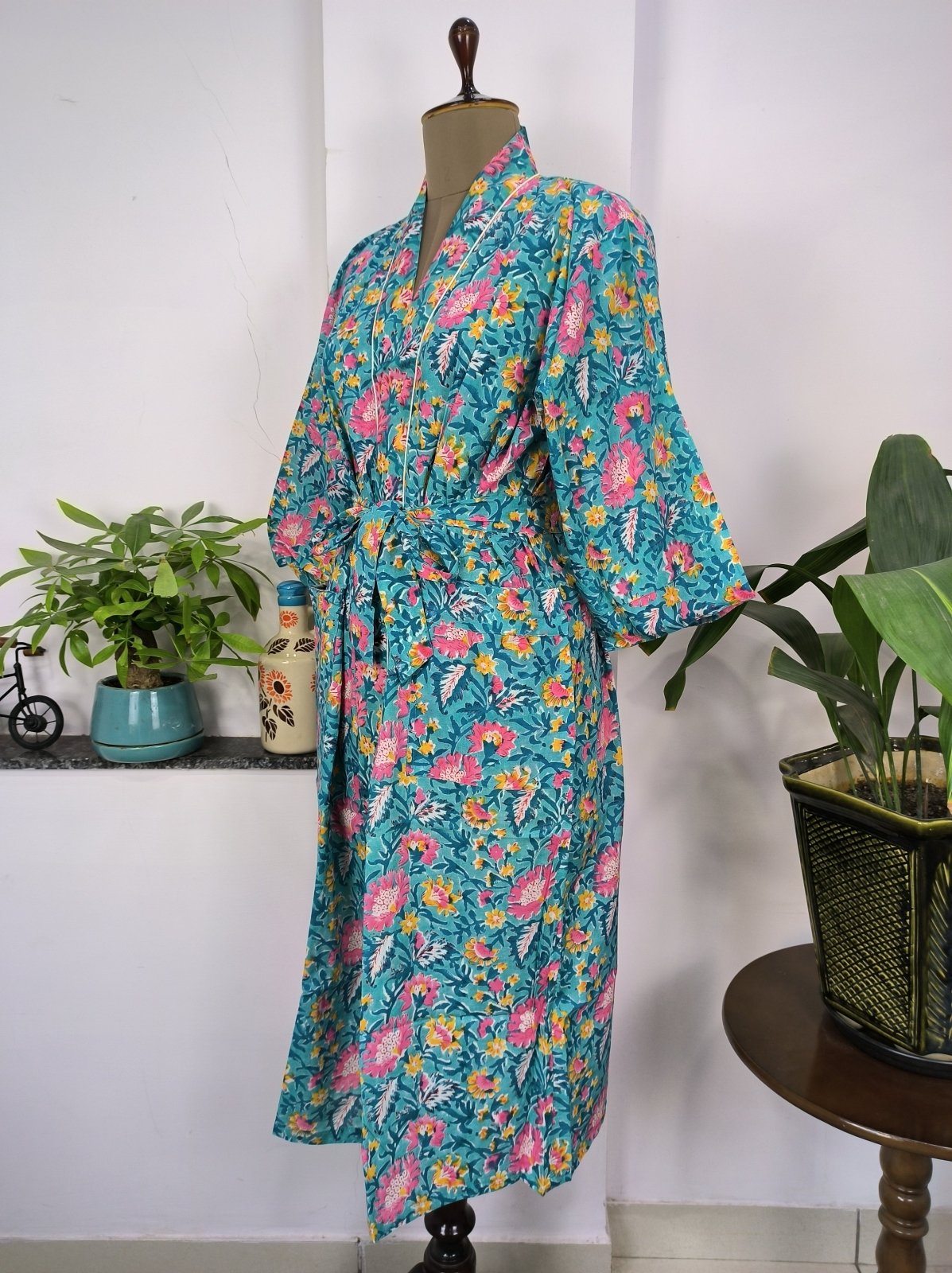 Cotton kimono dressing gown deals