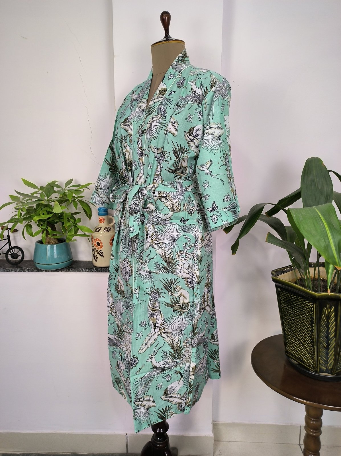 Cotton kimono style dressing gown new arrivals
