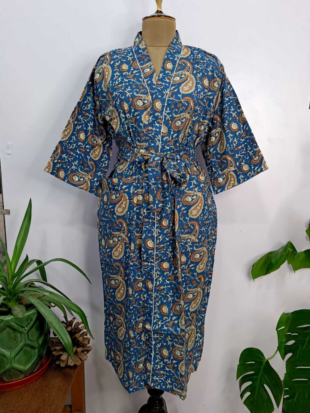 indian cotton dressing gown Pure Cotton Kimono Robe,block Printed Kimono,lightweight Beach Coverup,indian Cotton Dressing Gown,new Mom's Nursing Gift,soft Travel Robe
