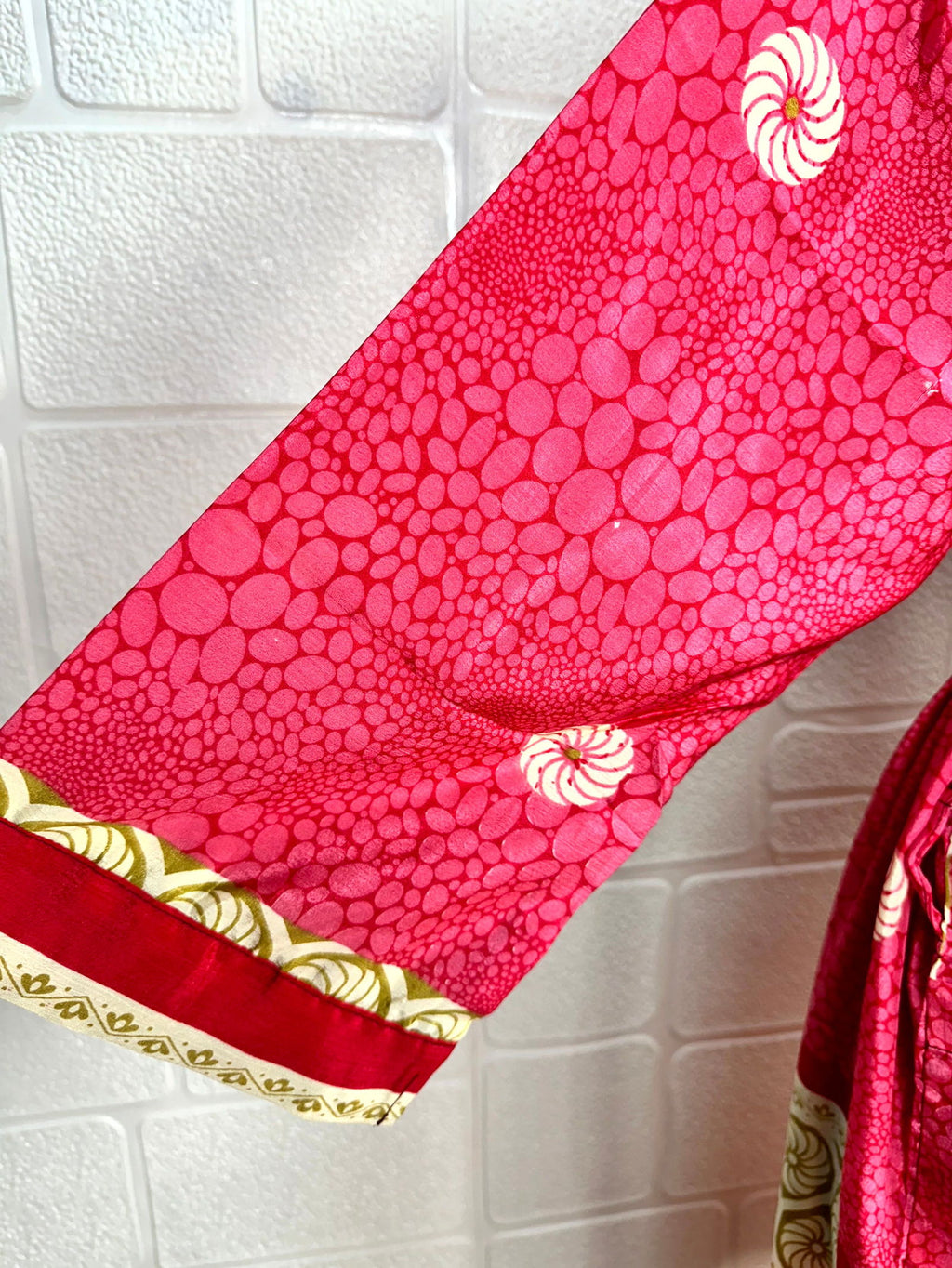 Women's Recycled Silk Kimono Robe in floral