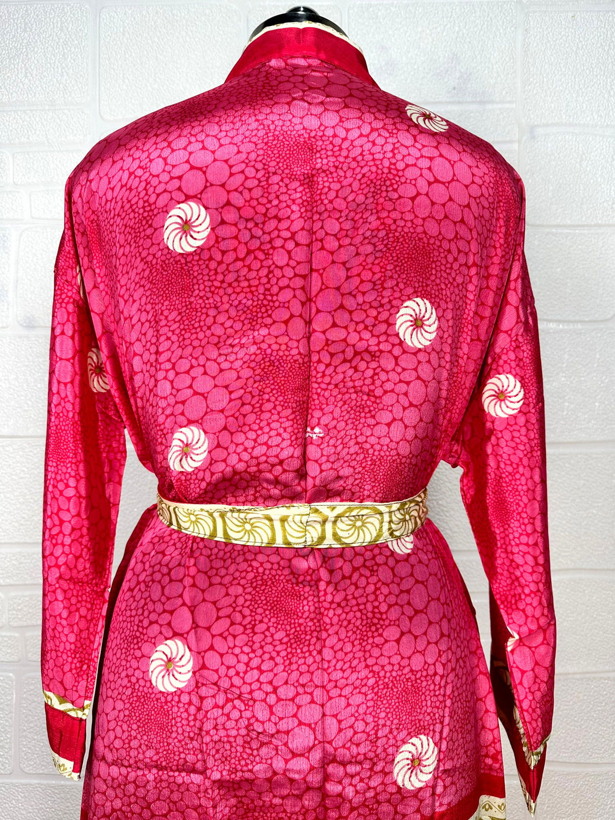 Women's Recycled Silk Kimono Robe in floral