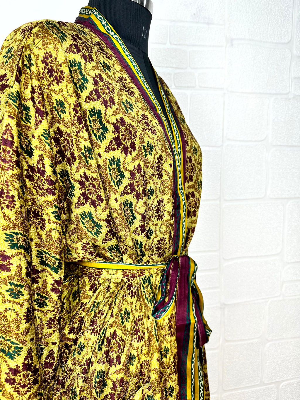 Women's Recycled Silk Kimono Robe in floral