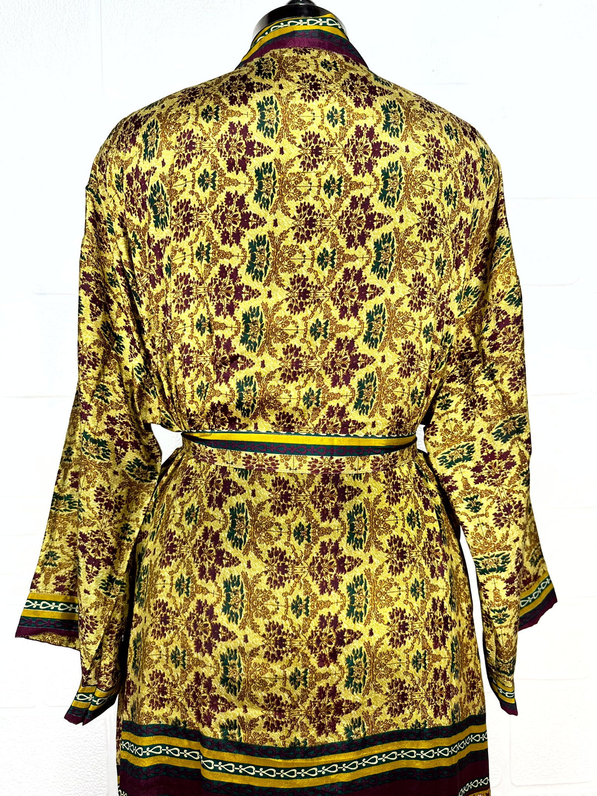 Women's Recycled Silk Kimono Robe in floral