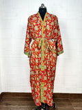 Women's Recycled Silk Kimono Robe in floral