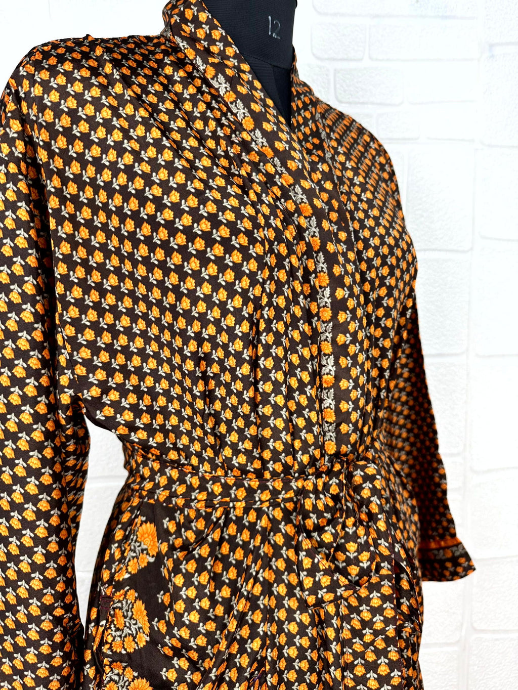 Women's Recycled Silk Kimono Robe in floral