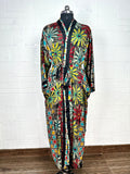 Women's Recycled Silk Kimono Robe in floral