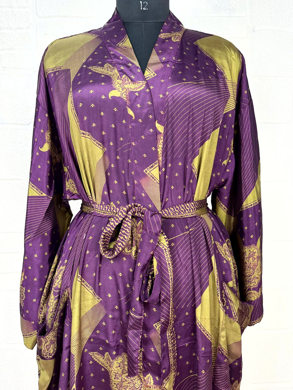 Women's Recycled Silk Kimono Robe in floral