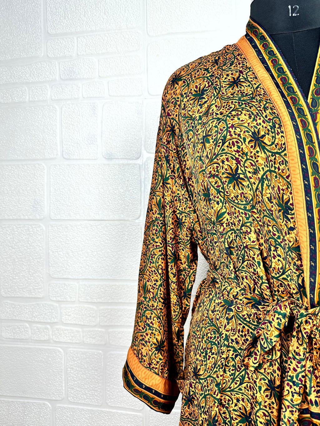 Women's Recycled Silk Kimono Robe in floral