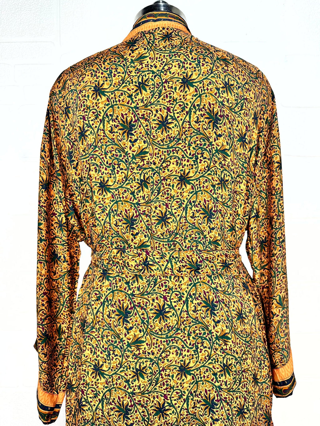 Women's Recycled Silk Kimono Robe in floral