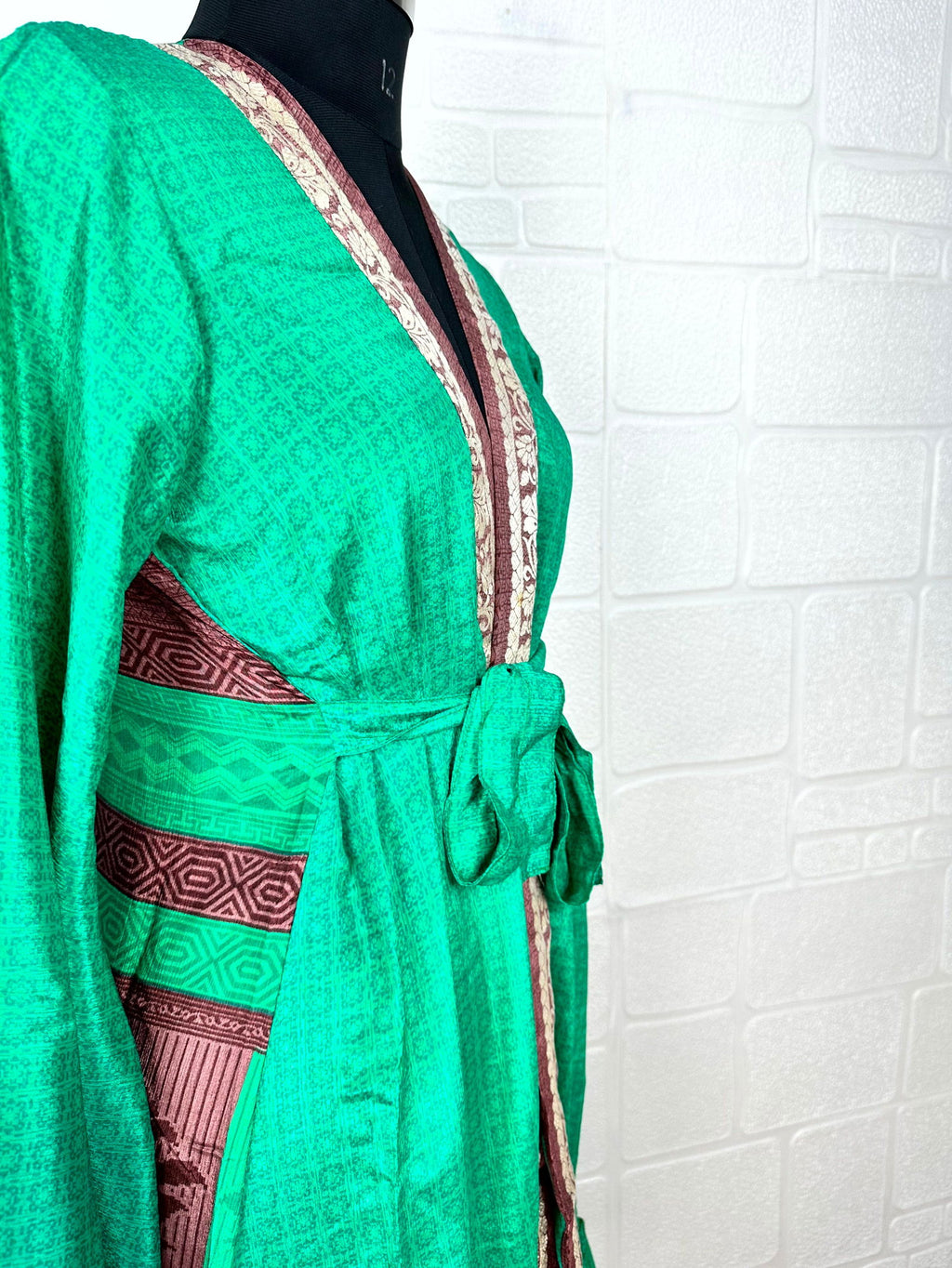 Women's Recycled Silk Kimono Robe in floral