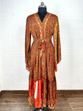 Women's Recycled Silk Kimono Robe in floral