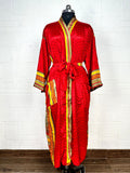 Women's Recycled Silk Kimono Robe in leaf