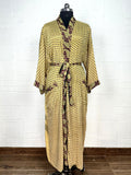 Women's Recycled Silk Kimono Robe in leaf