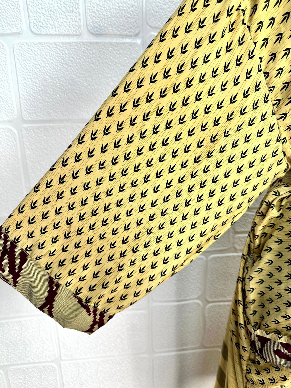 Women's Recycled Silk Kimono Robe in leaf