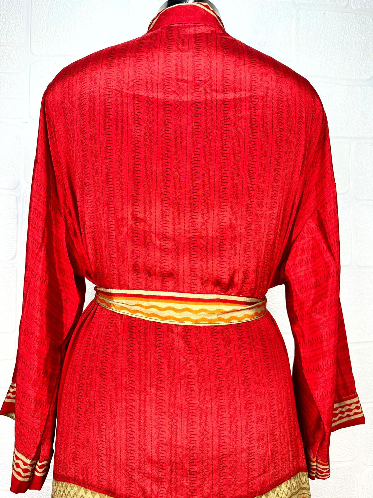 Women's Recycled Silk Kimono Robe in motif