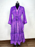 Women's Recycled Silk Kimono Robe in purple