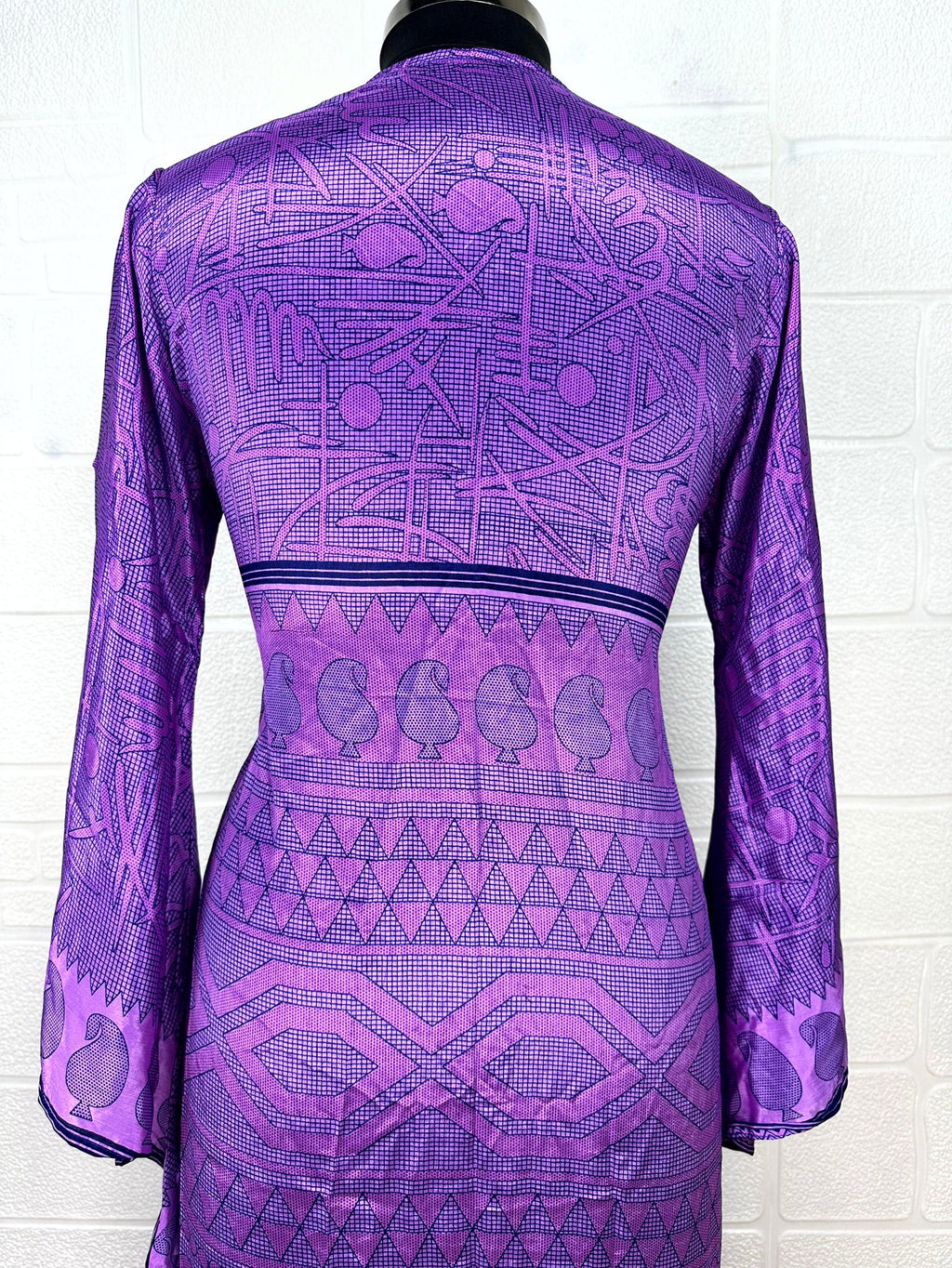 Women's Recycled Silk Kimono Robe in purple