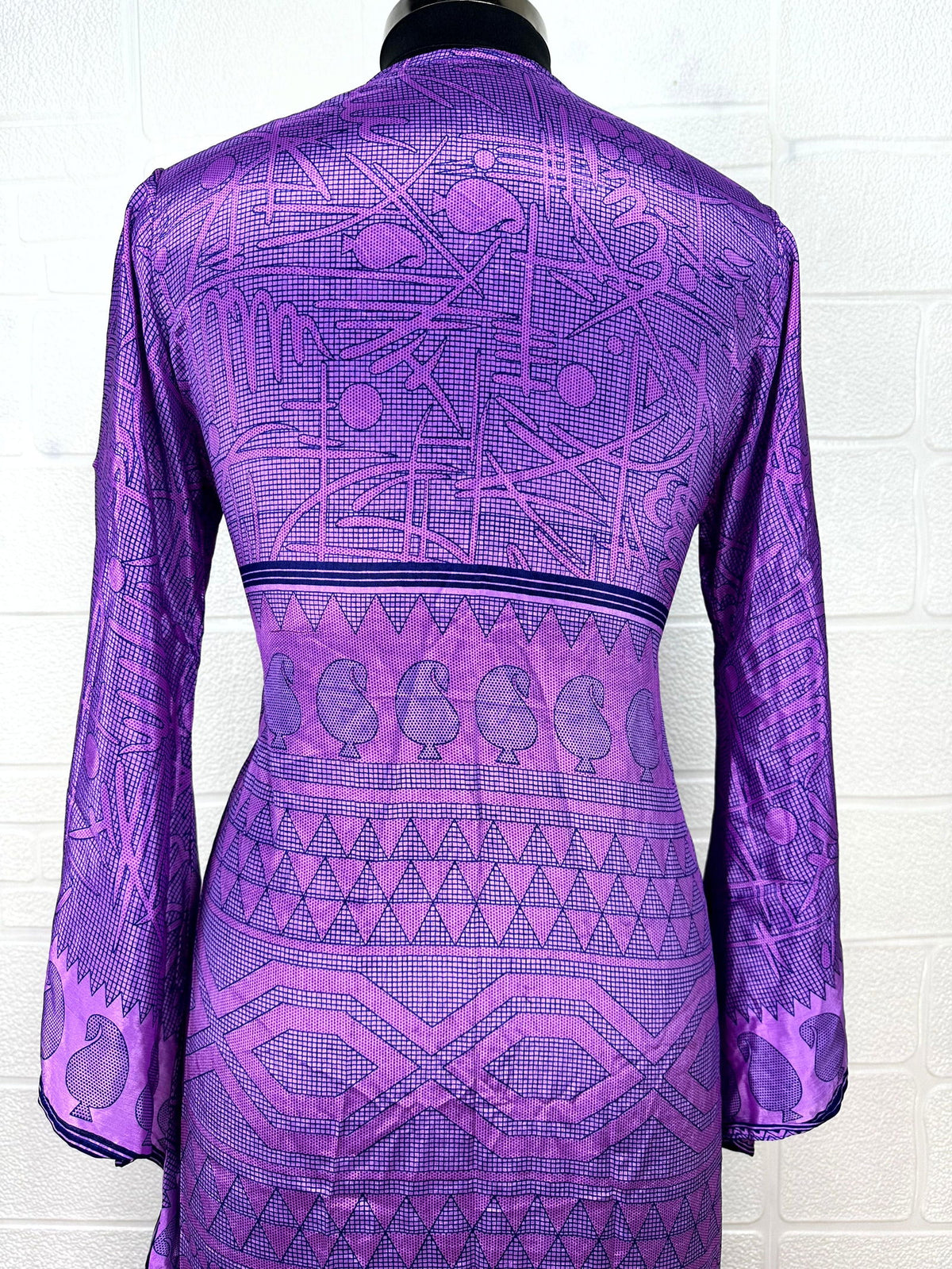Women's Recycled Silk Kimono Robe in purple