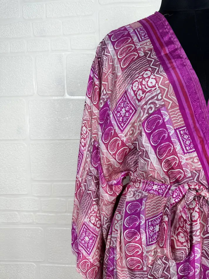 Women's Recycled Silk Short Kimono Robe