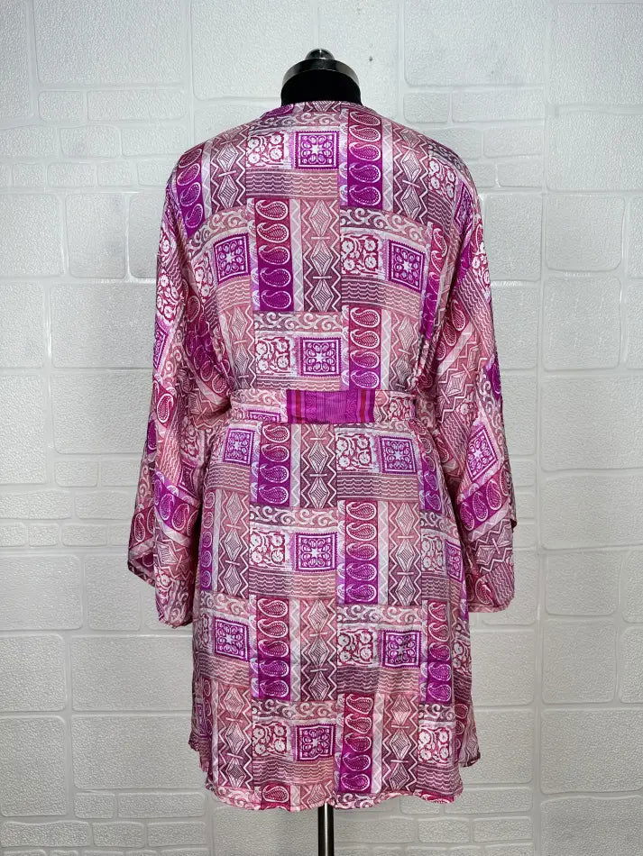 Women's Recycled Silk Short Kimono Robe