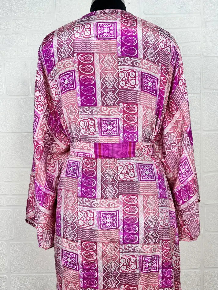 Women's Recycled Silk Short Kimono Robe