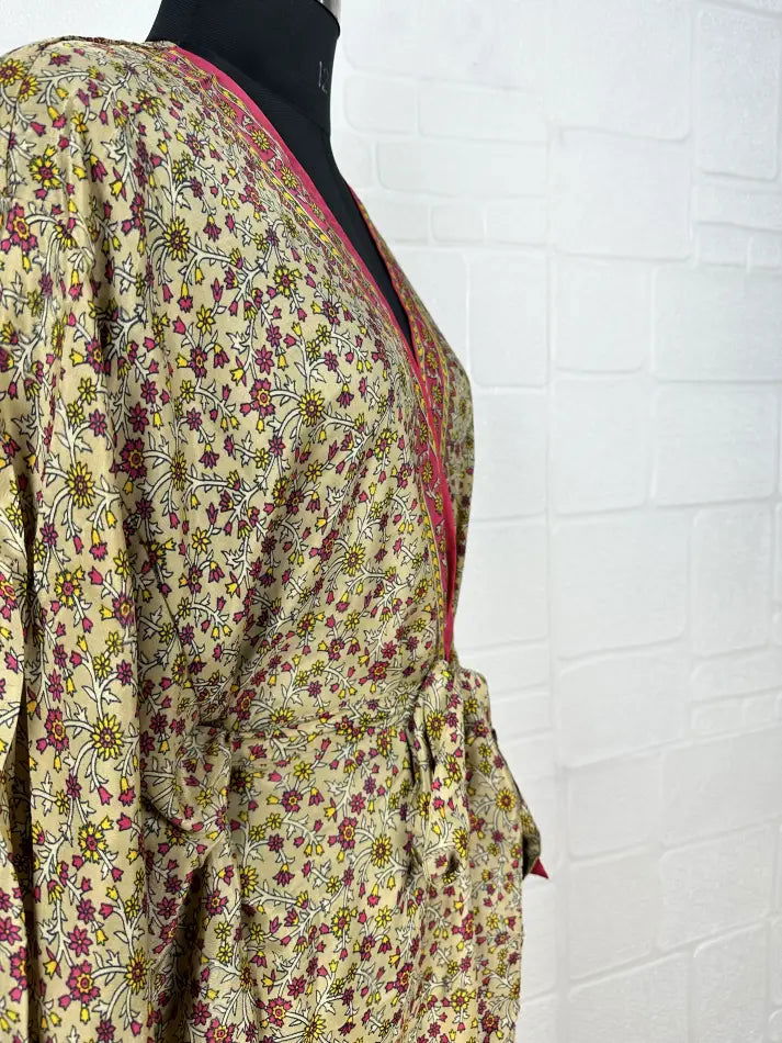 Women's Recycled Silk Short Kimono Robe