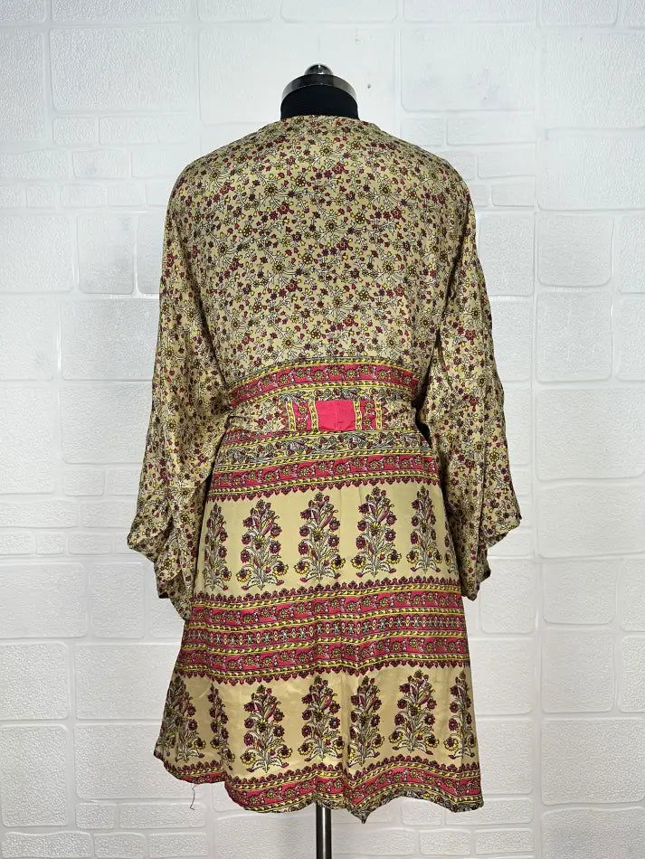 Women's Recycled Silk Short Kimono Robe