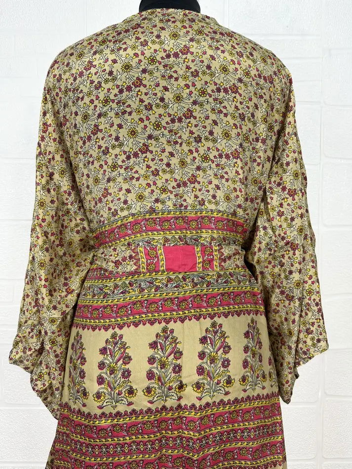 Women's Recycled Silk Short Kimono Robe