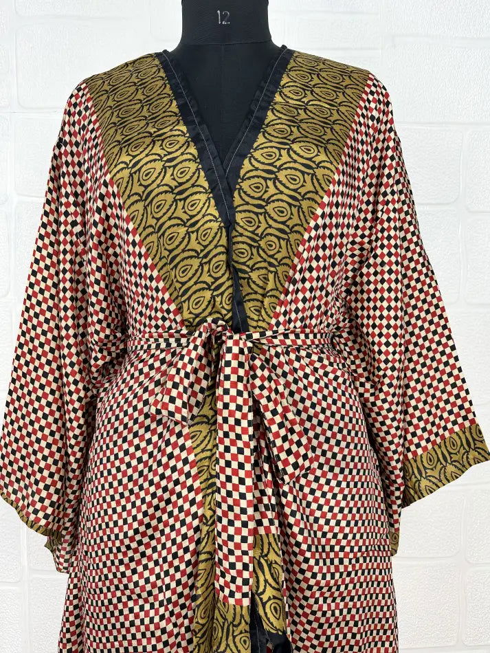 Women's Recycled Silk Short Kimono Robe