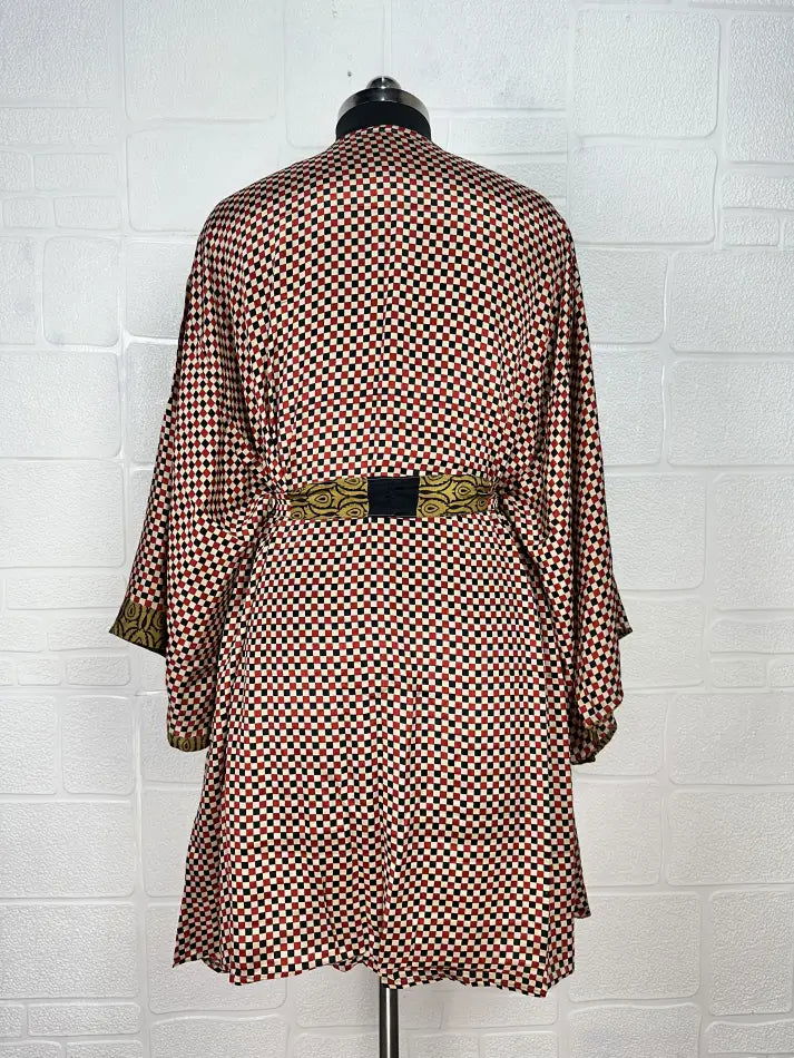 Women's Recycled Silk Short Kimono Robe