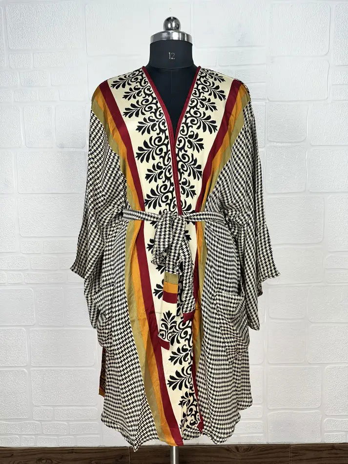 Women's Recycled Silk Short Kimono Robe