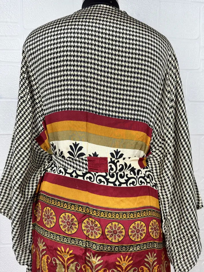 Women's Recycled Silk Short Kimono Robe