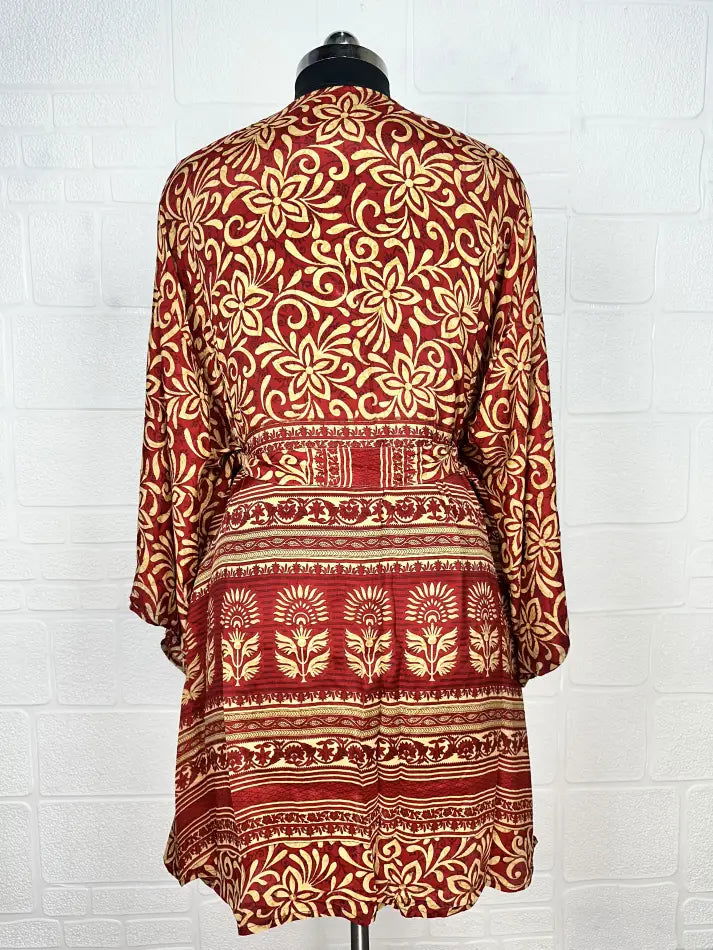 Women's Recycled Silk Short Kimono Robe